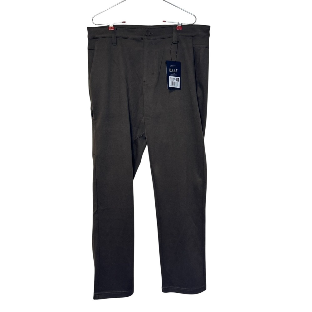 BYLT Mens Pants Premium Basics Coastal Straight Dark‎ Taupe Stretch Chino 34 NWT